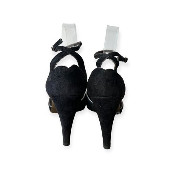 Vintage Charles Jourdan Black Suede Ankle Strap Pumps, Size 8 1/2 - Picture 6 of 16
